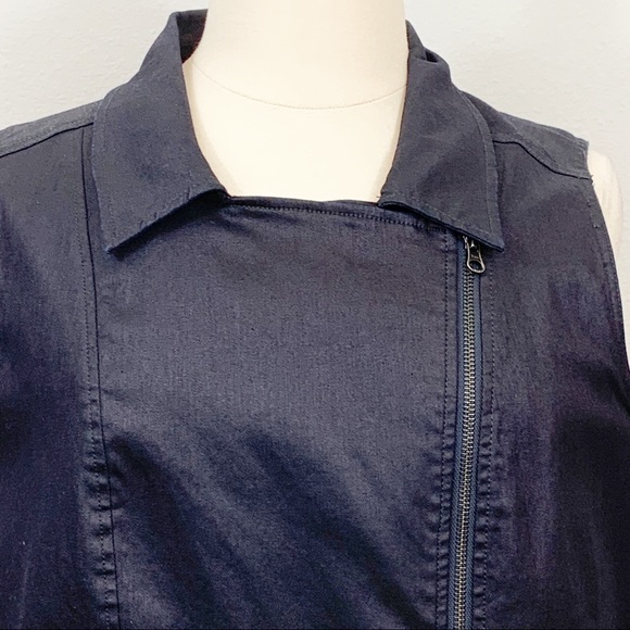 Eileen Fisher Asymmetric Zip Black Vest 1X - Picture 2 of 11